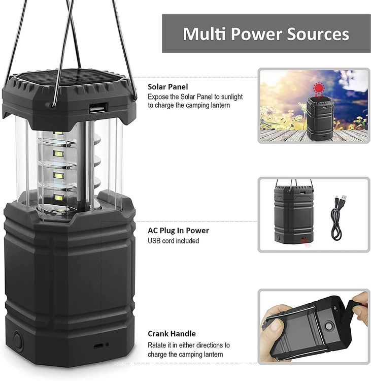 Lampen: LED Campinglampe Solar Wasserdicht Laterne Notfallleuchte – Neu und originalverpackt aus Herisau von PaddlePeak 3