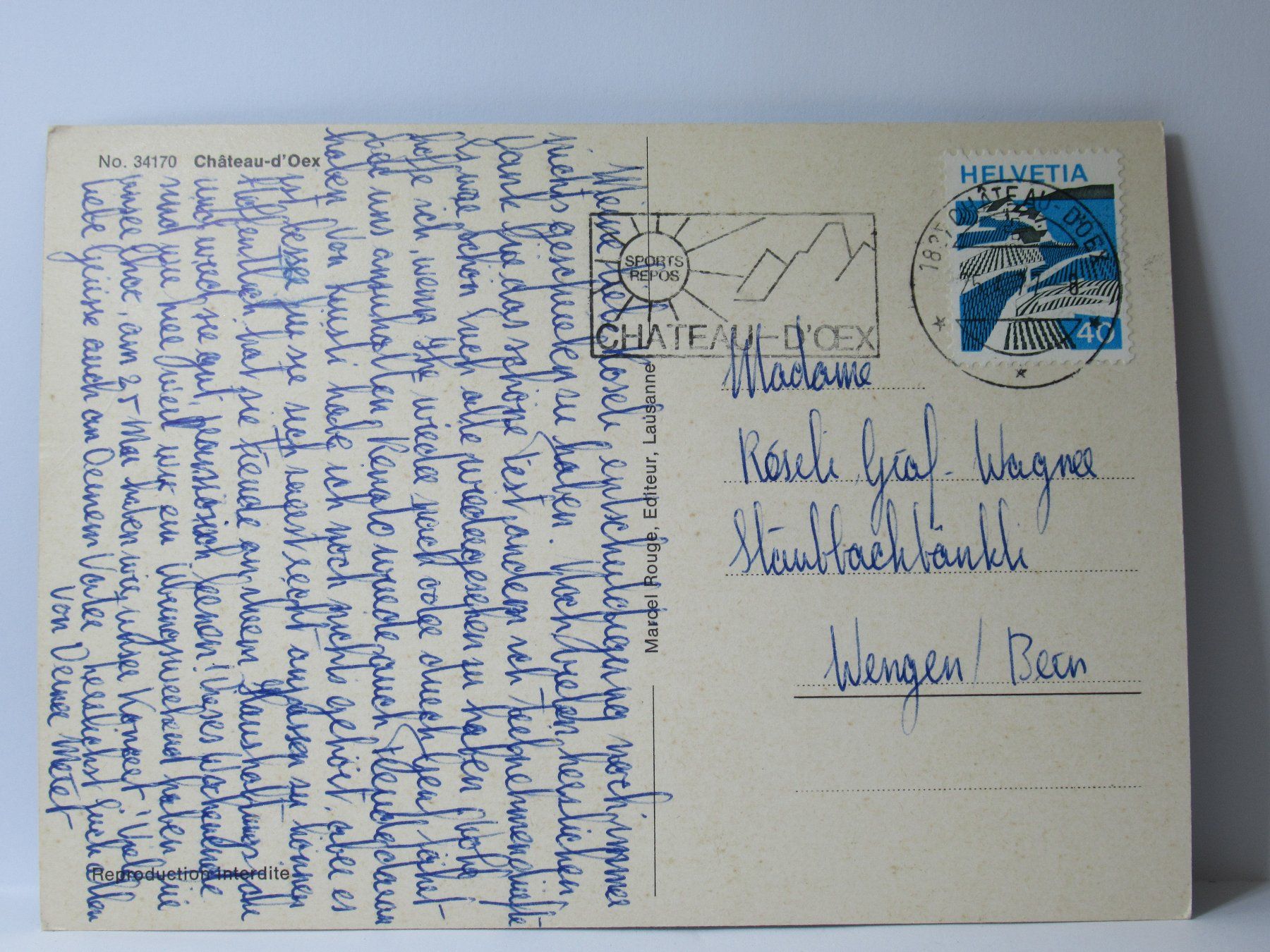 Cartoline postali: Château d' Oex – Usato da Grenchen venduto da frechri 1