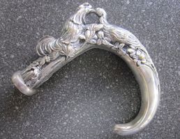 Jugenstil Spazierstock/Gehstock-Griff versilbert, Vogelmotiv