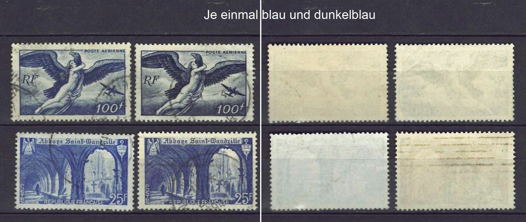 Tous les timbres: Frankreich 1946 und 1949 blau u hellblau, gest – D'occasion à Basel par Pfefferschootte