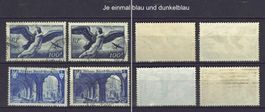 Frankreich 1946 und 1949 blau u hellblau, gest