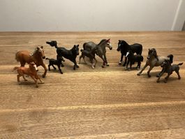 5 Schleichpferde mit 5 Fohlen zu verkaufen