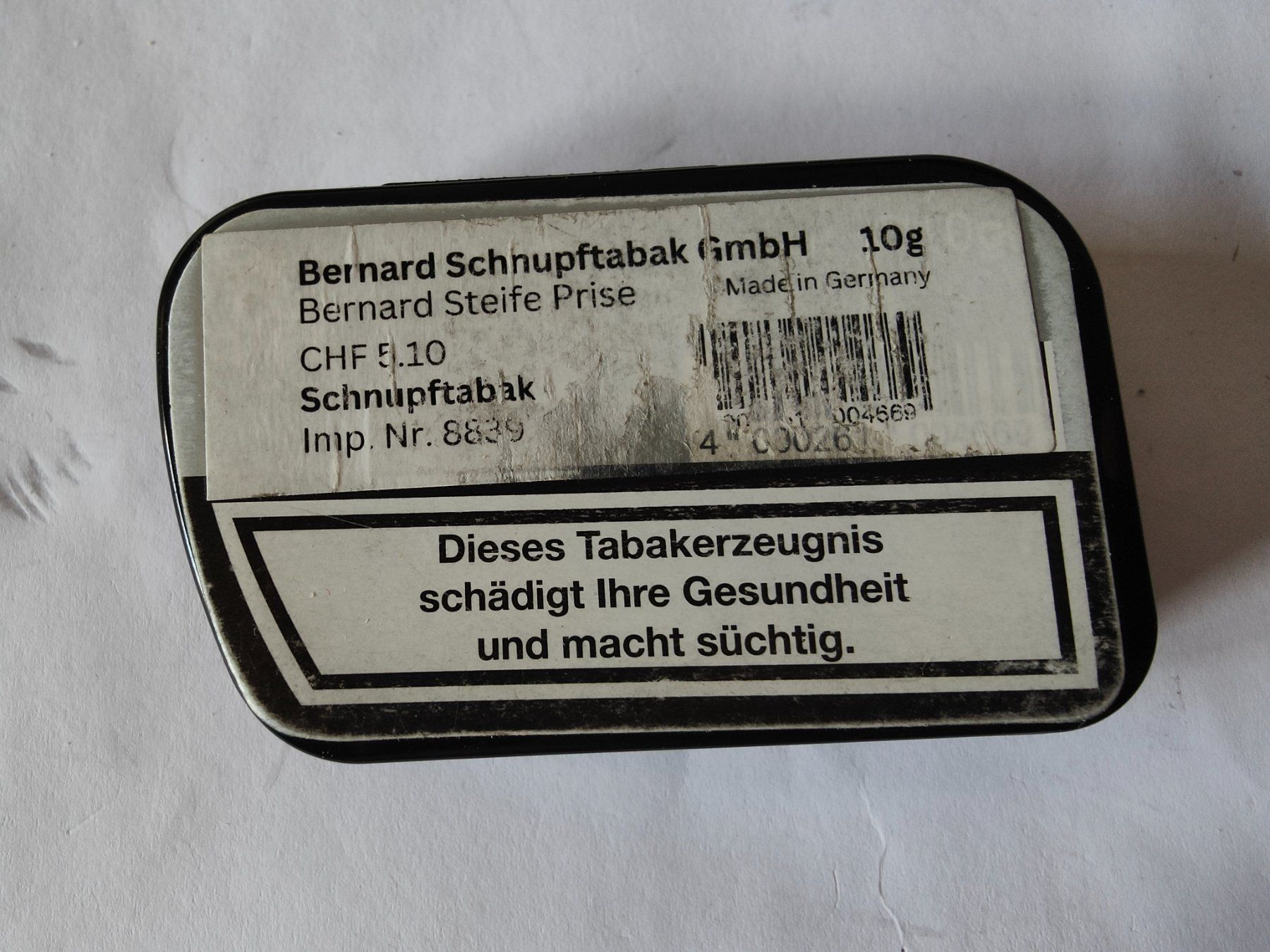Tabacchi: Schnupftabak steife Prise – Usato da Adelboden venduto da nel_j2jg 1
