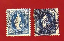 STEHENDE HELVETIA 70 VOLLSTEMPEL CHAUX DE FONDS GENEVE 1897