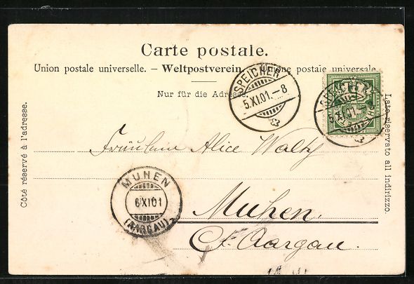 Cartoline postali: AK Speicher, Blick zur Kirche, 1901 – Usato da Berlin venduto da bartko-reher 1