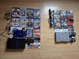 Playstation 1 und 2 mit vielen Games und Zubehör + TV