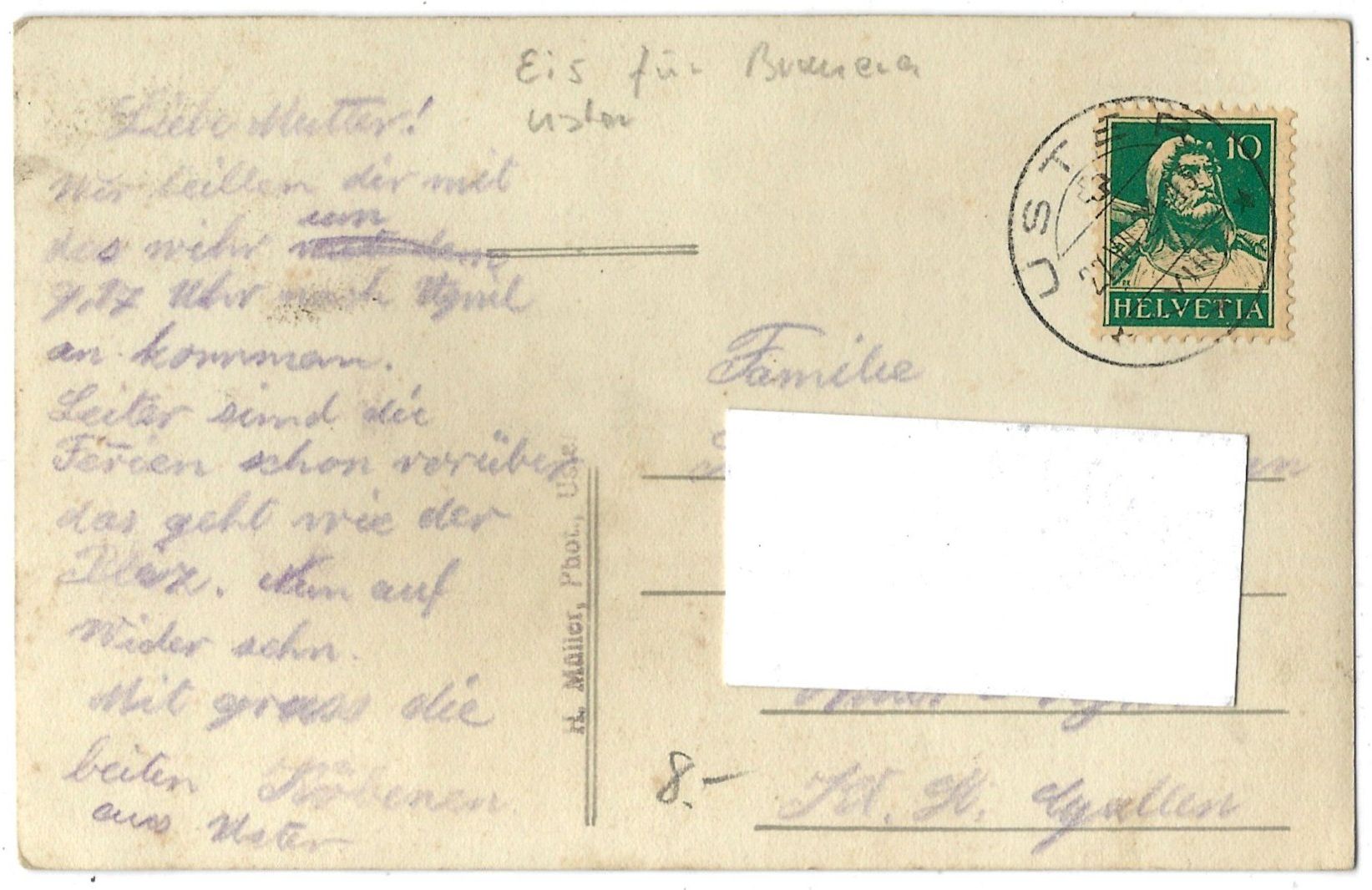 Cartoline postali: Eis  für  Bierbrauerei  Uster – Usato da Bütschwil venduto da Jackson1A 1