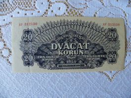 20 Kronen Tschechoslowakei 1944 - Historische Rarität!