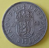 1 Shilling Münze - Queen Elizabeth II - Grossbritannien 1958