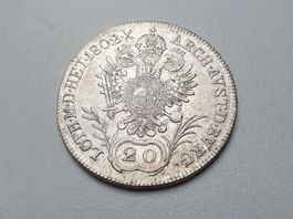 🇦🇹 Austria 20 Kreuzer 1802 X ****XF+ Very rare **** Silver