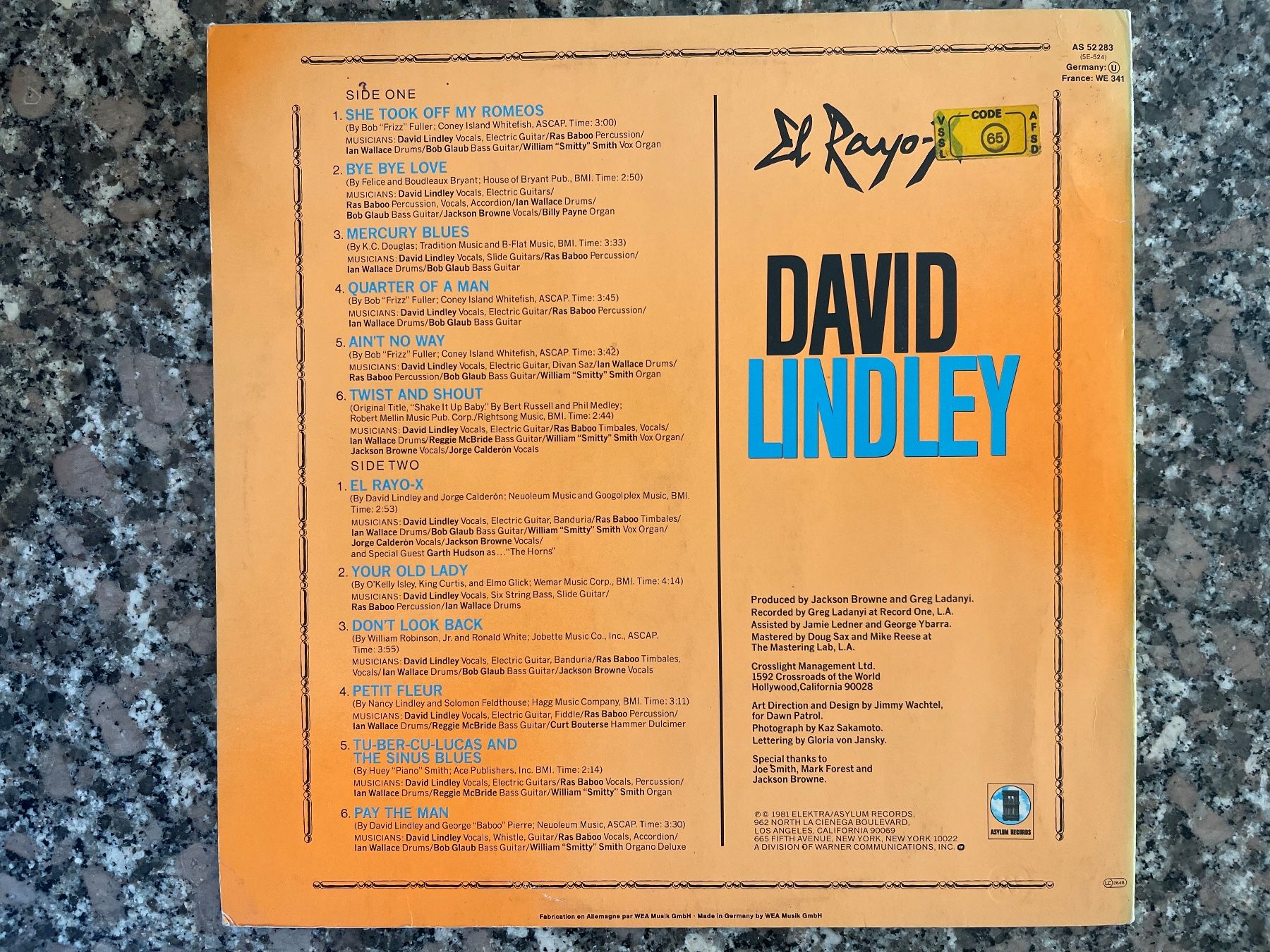 Dischi in vinile: S1856/David Lindley - El Rayo-X – Usato da Frutigen venduto da Philippe_jsp 1