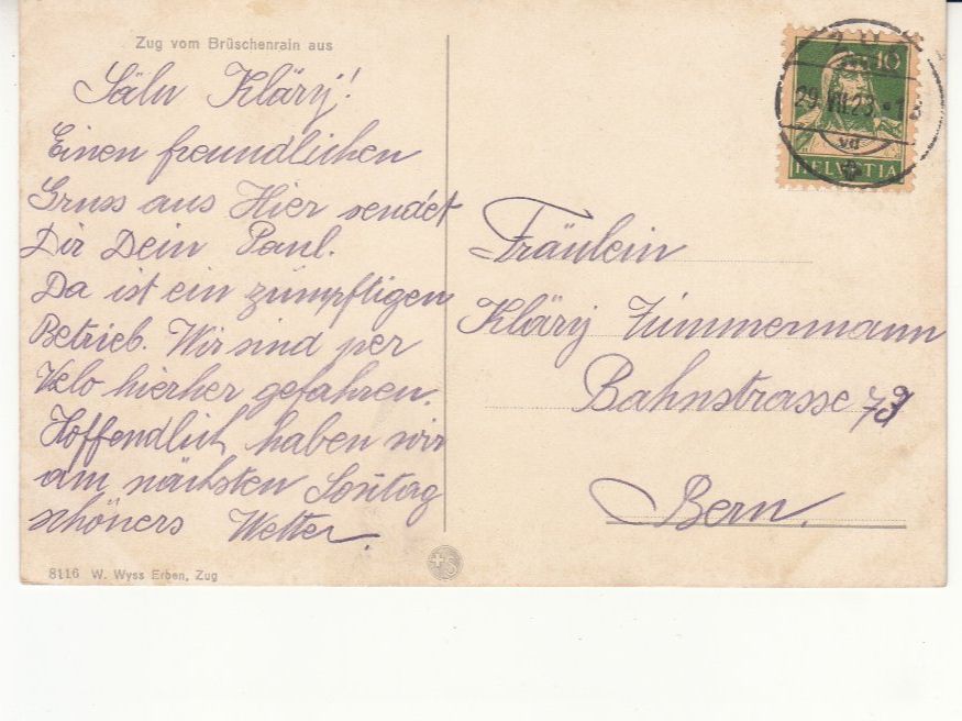 Cartoline postali: Zug 1923 – Usato da Bürglen TG venduto da StampGraf 1