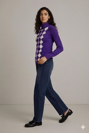 Tommy Hilfiger lilafarbenes Rollkragen-Sweaterkleid mit