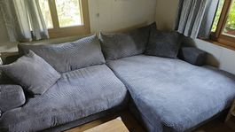 Ecksofa grau Rippenstoff sehr guter Zustand