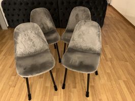 4 Stühle Samt Grau gute Zustand