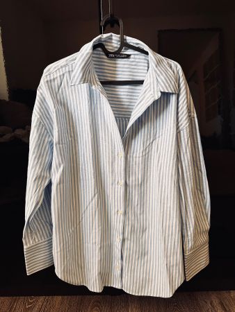 Zara Hemd Bluse Gr. L blau-weiss gestreift