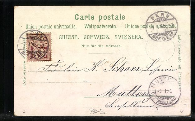 Cartoline postali: Vorläufer-Lithographie Bern, 1895, Stad – Usato da Berlin venduto da bartko-reher 1