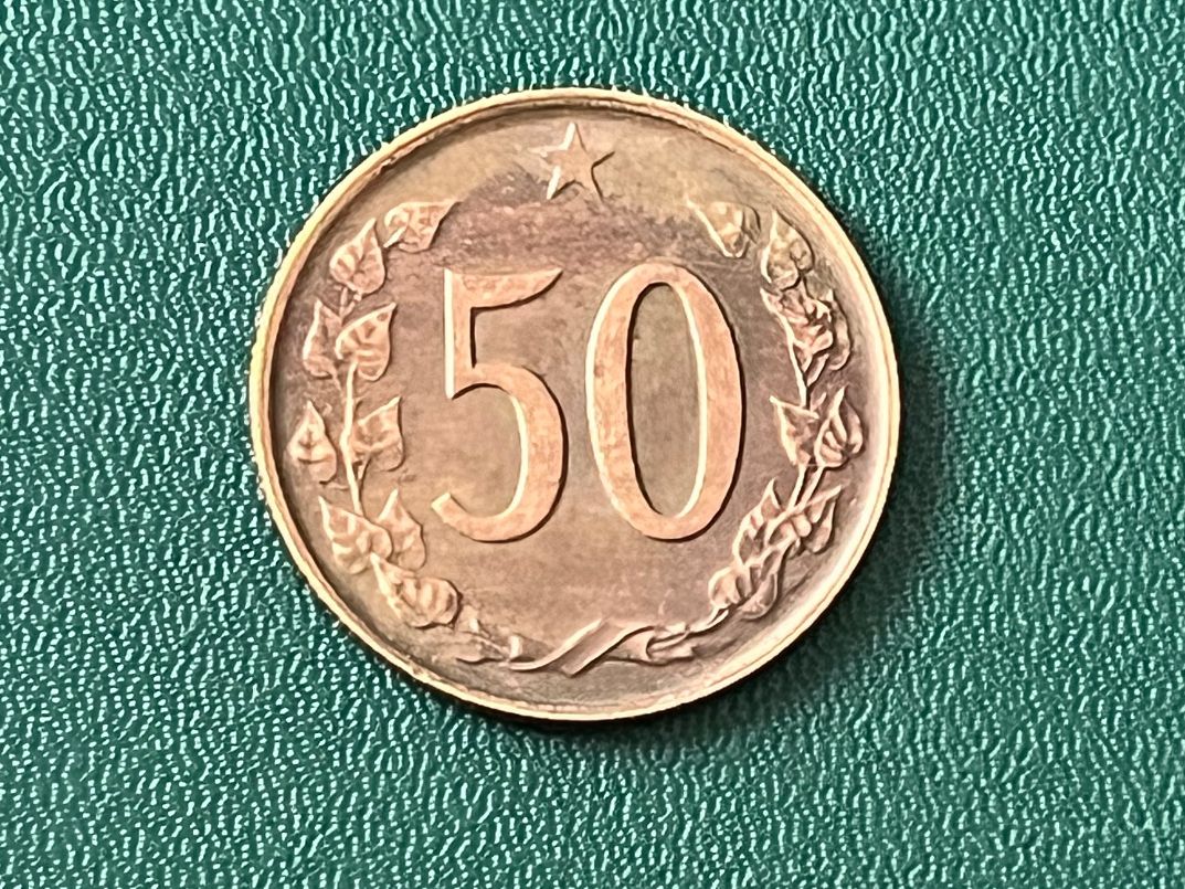 Alle Münzen: Tschechoslowakei 50 Heller 1965 – Gebraucht aus Neuenhof von Mastermind-00 1