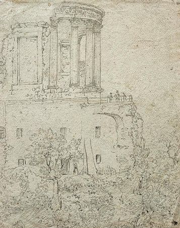 FRIEDRICH HORNER – Tempel der Sibylle in Tivoli, Zeichnung