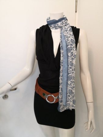 🤩MARC O'POLO SCHAL WEISS-BLAU MIT BLUMEN-MUSTER NEU