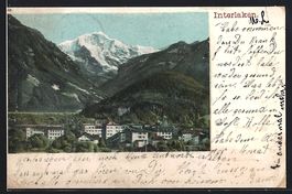 Interlaken, Teilansicht mit Bergen, 1901