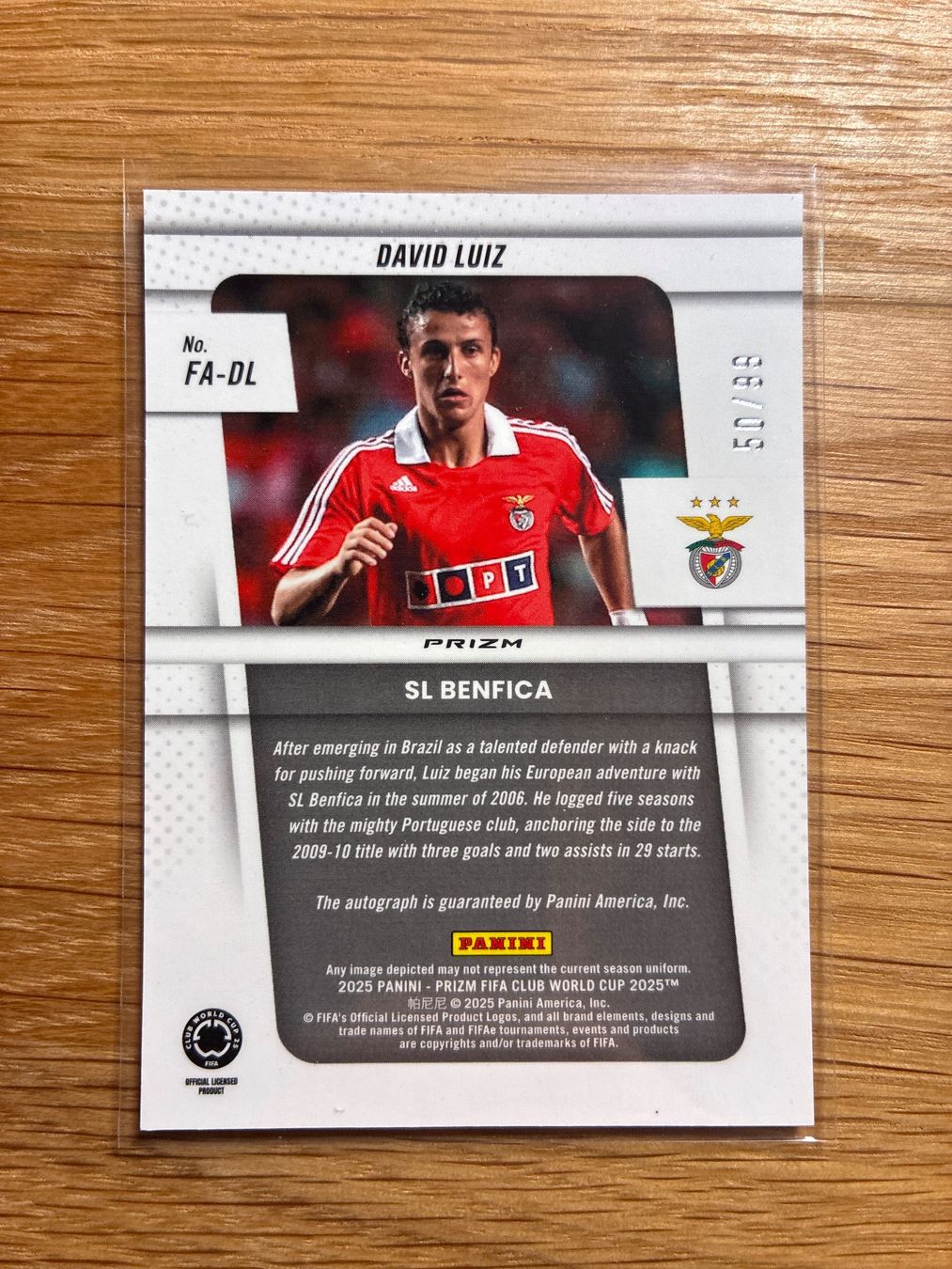 Topps Carte collezionabili: Panini Prizm David Luiz Benfica Autogramm /99 – Usato da Wangenried venduto da Garagara 1