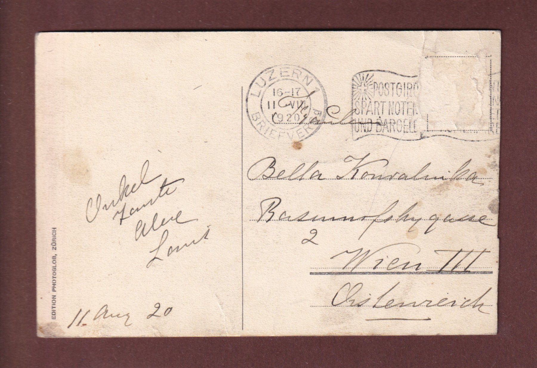 Cartoline postali: LUZERN - Bahnhof - 1920 // Falte // – Usato da Pully venduto da nicecards-shop 1