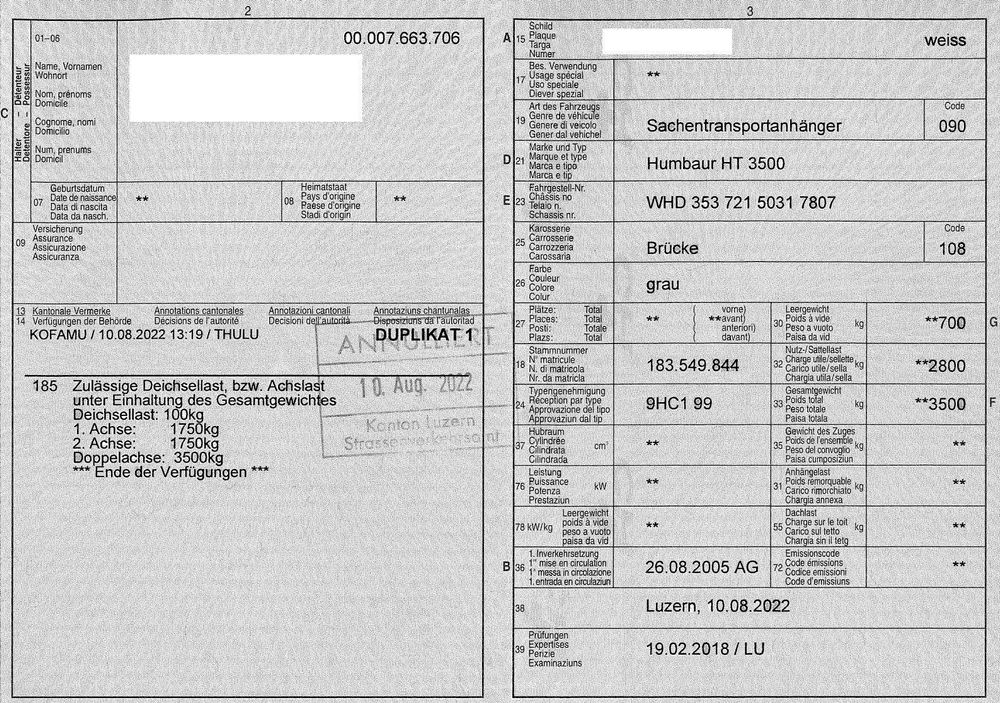 Sachtransportanhänger Humbaur HT 3500 Kaufen auf Ricardo