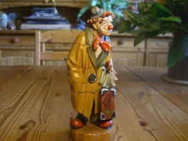 Sammlerstück, Clown auf Reisen, Holz handgeschnitzt bemalt