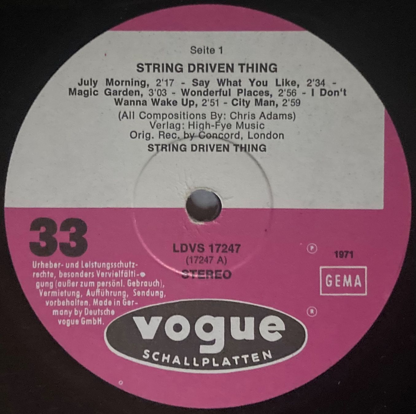 Schallplatten: STRING DRIVEN THING - STRING DRIVEN THING – Gebraucht aus Poliez-Pittet von Newtown-Records 2