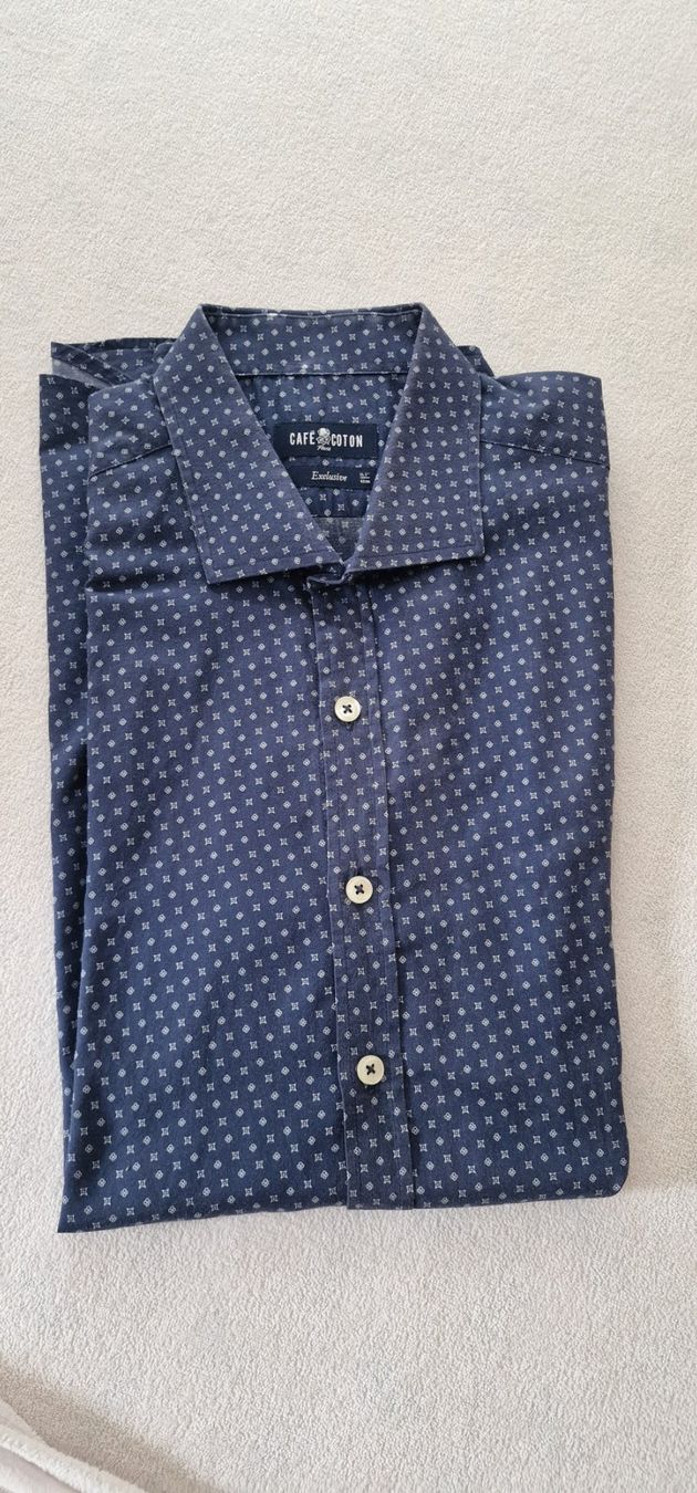 Camicie: Cafe Cotton Shirt blue pattern size L used – Usato da Vernier venduto da dyl_8v8k 2
