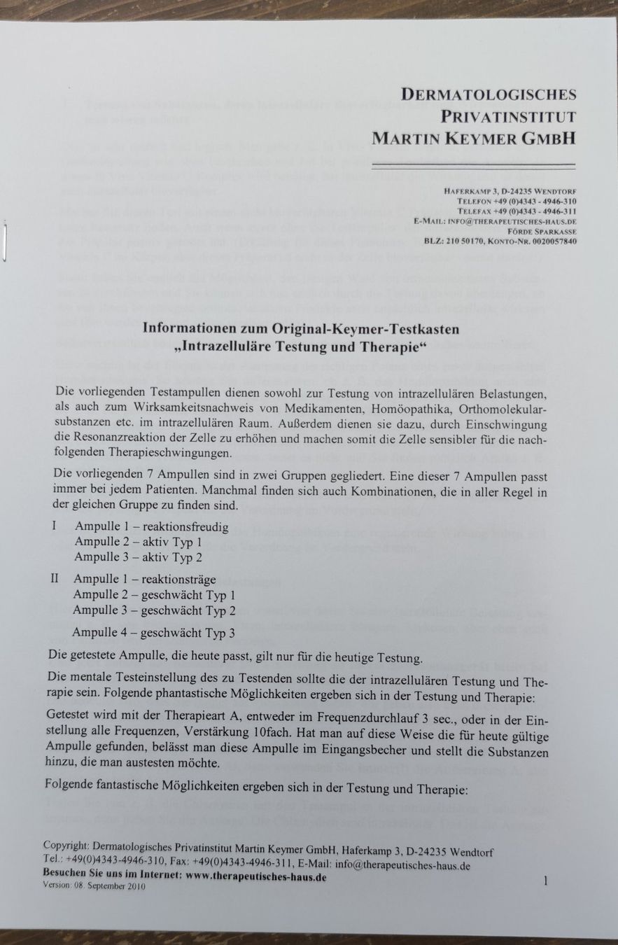 Attrezzature mediche: Keymer Testkasten "intrazelluläre Testung" Bioresonanz/EAV – Usato da Eiken venduto da alipanther01 2