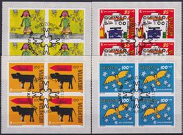 2006, Pro JUVE: 381A-384: Viererblöcke mit Ersttags-Stempel.