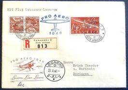1946 R- Flugpost Pro Aero F41 illustriert Lausanne/Locarno8