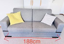 Bett Sofa / Bettsofa Grau (2 Personen, 188cm Breite)