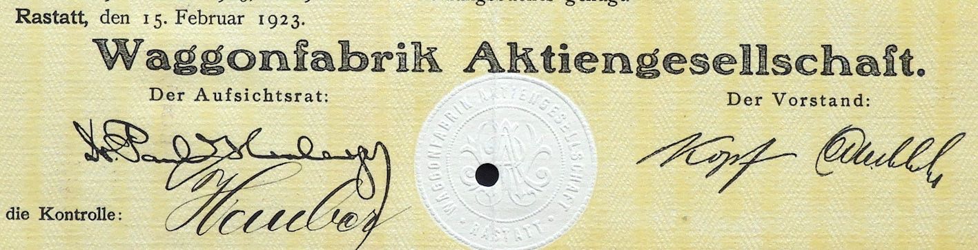 Dokumente: Waggonfabrik AG, Rastatt - 1923 – Gebraucht aus Solothurn von Sgasche 1