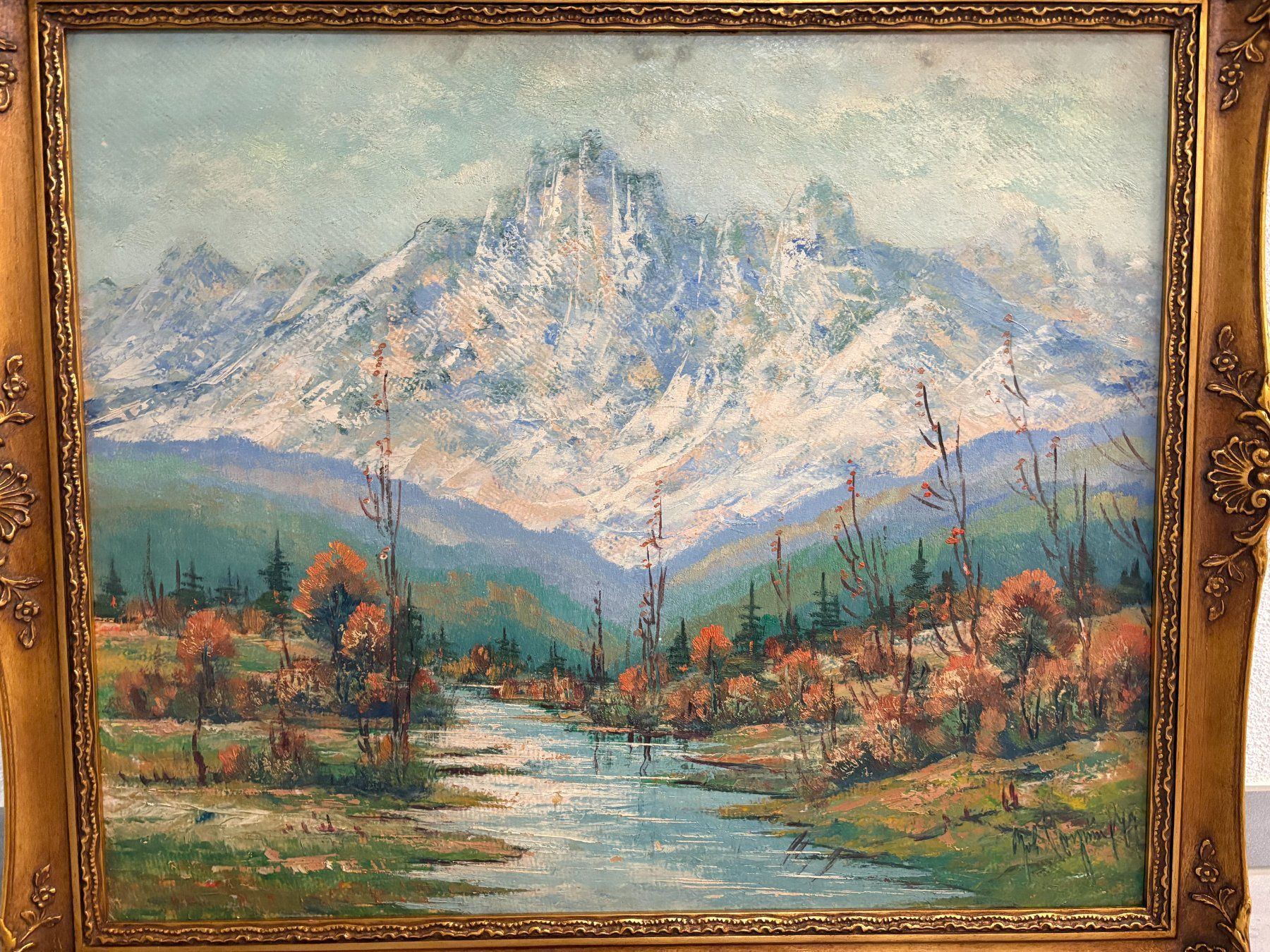 Dipinti: 69.5X59.5/ Ölgemälde Berglandschaft/ Bilderrahmen – Usato da Ottenbach venduto da TimelessEmotions. 1