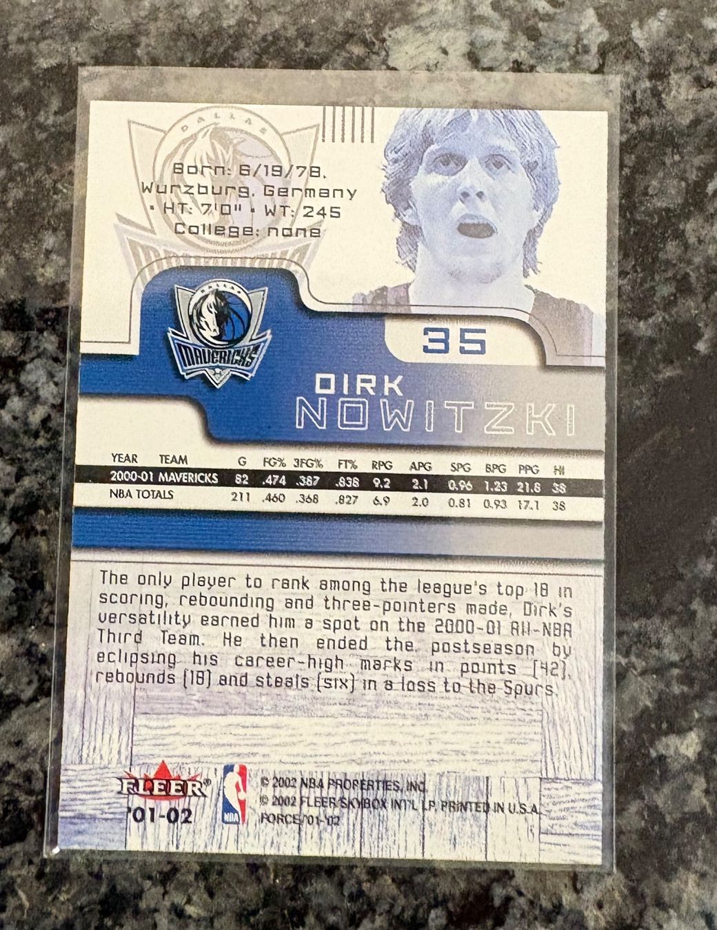 Nba Carte collezionabili: NBA Dirk Nowitzki Fleer Force 01/02 Card – Nuovo (secondo la descrizione) da Muttenz venduto da joba23 1