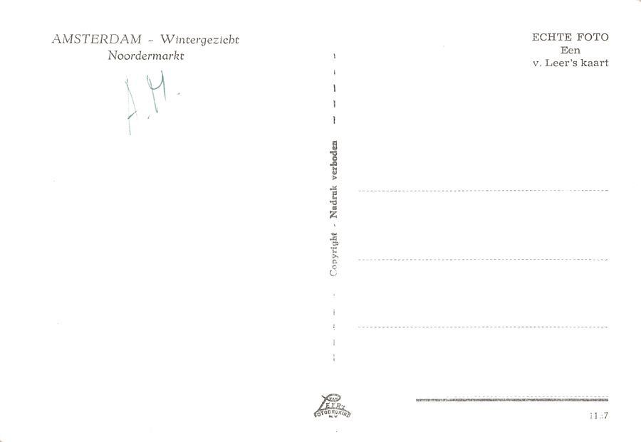 Cartoline postali: Amsterdam, Noordermarkt im Winter, um 1950 – Usato da Frauenfeld venduto da POML 1