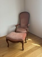 Sessel mit Hocker Louis XV Stil rosa Samt gebraucht
