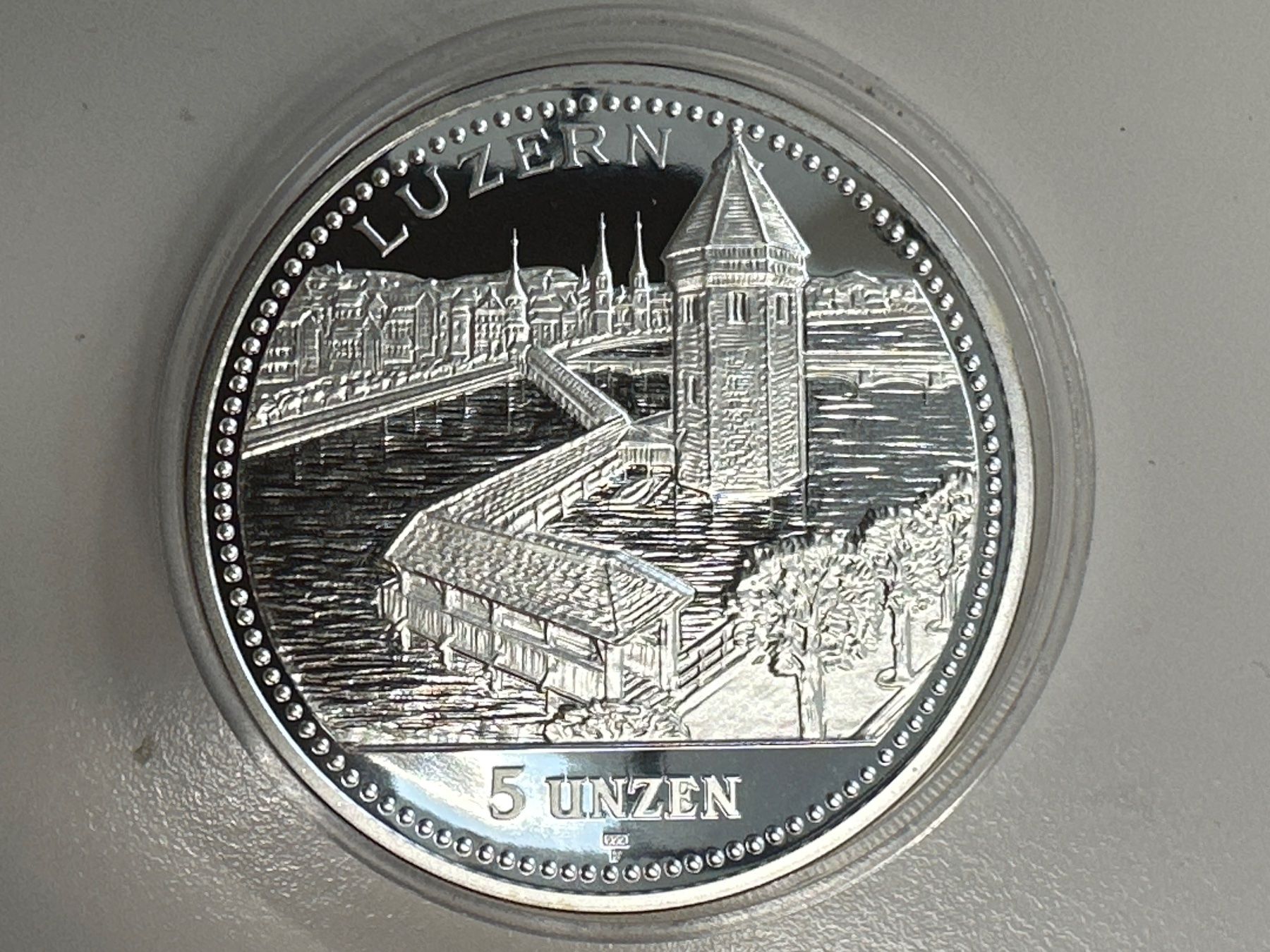 Medaglie: 5 Unzen Silber Schweiz Luzern, 1994 – Nuovo e nell'imballaggio originale da Herisau venduto da herau