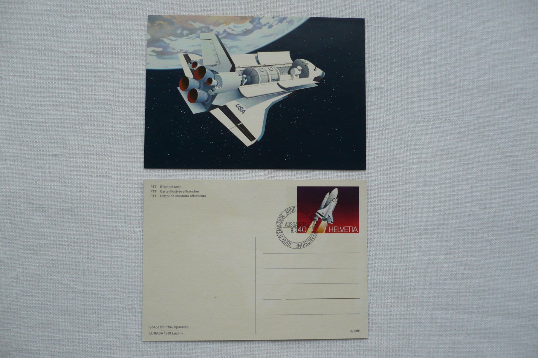 Tutti i francobolli: 1981 1 Bildpostkarte Space Shuttle, ET – Usato da Zürich venduto da saltandpepper008