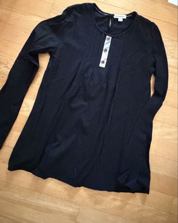 Burberry Langarmshirt schwarz mit Knopfleiste Gr. 158/XS-S