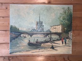 Ölbild Gemälde Kathedrale Notre-Dame de Paris & Seine