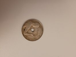 Spanien 1934 25 Centimos Lochmünze