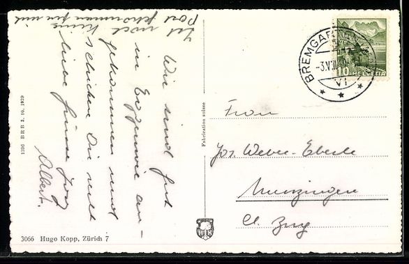 Ansichtskarten: AK Eggenwil, Ortsansicht, 1949 – Gebraucht aus Berlin von bartko-reher 1