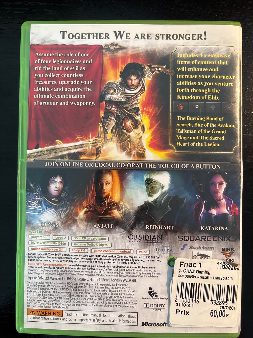 Giochi: Jeu XBOX 360 Dungeon Siege III Limited Edition – Usato da Villaz-St-Pierre venduto da mon_t2fn 2