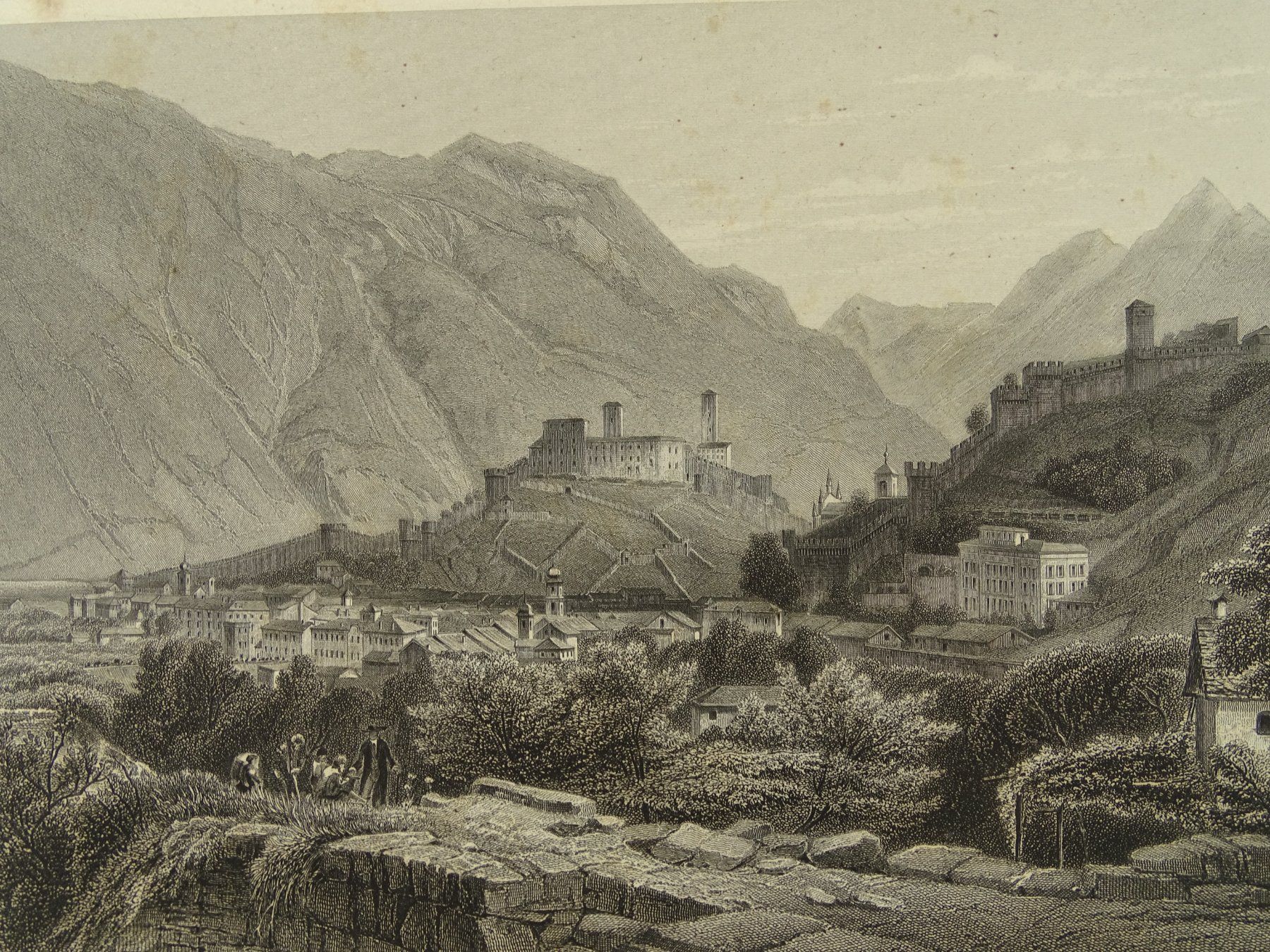 Stiche: BELLINZONA, STAHLSTICH 1856 – Gebraucht aus Grüningen von Kartensammler 2