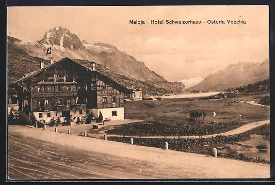 Cartes postales: Maloja, Hotel Schweizerhaus, Osteria Vec – D'occasion à Berlin par bartko-reher