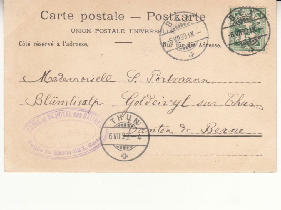Cartoline postali: St. Maurice 1899 mit ST Bex – Usato da Bürglen TG venduto da StampGraf 1
